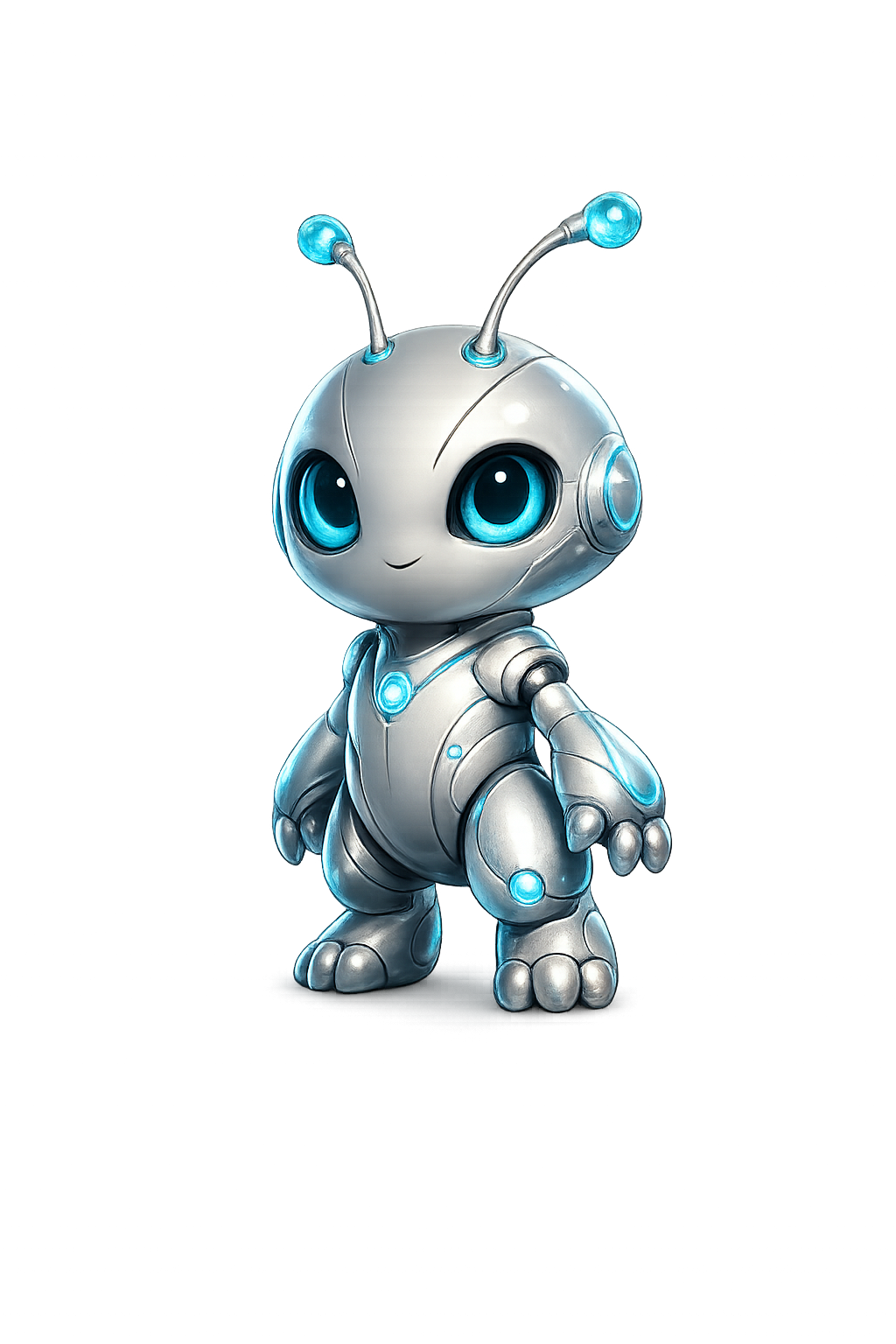 LUMI, a Sprout-stage Gainkin with a silver-white body and cyan eyes